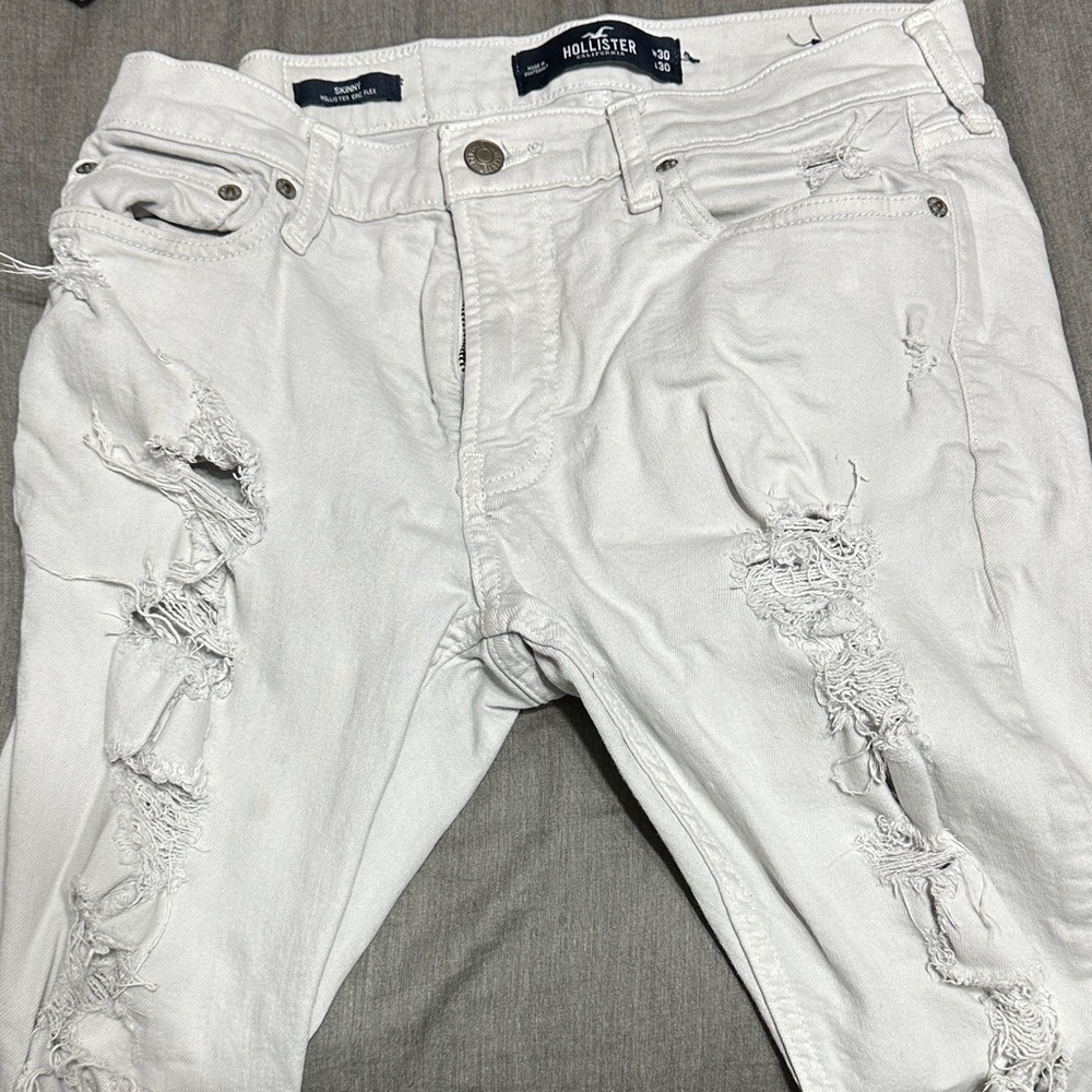 Hollister Light Gray Ripped Jeans